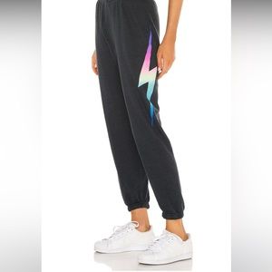 Aviator Nation Charcoal Bolt Sweatpants in Rainbow Pink